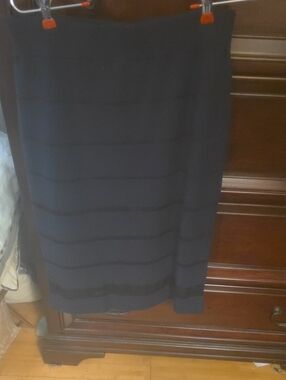 Milly Black Band-Detail Midi Pencil Skirt